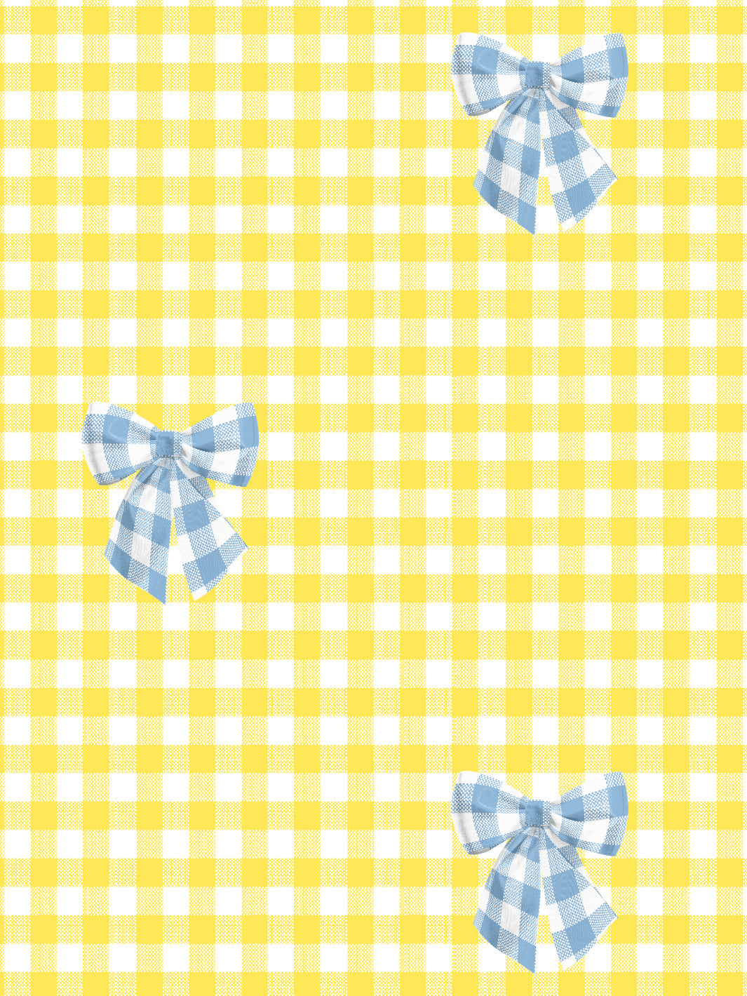 'Barbie™ Gingham Bow' Wallpaper by Barbie™ - Cornflower on Yellow