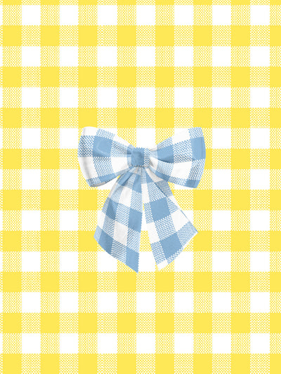 'Barbie™ Gingham Bow' Wallpaper by Barbie™ - Cornflower on Yellow