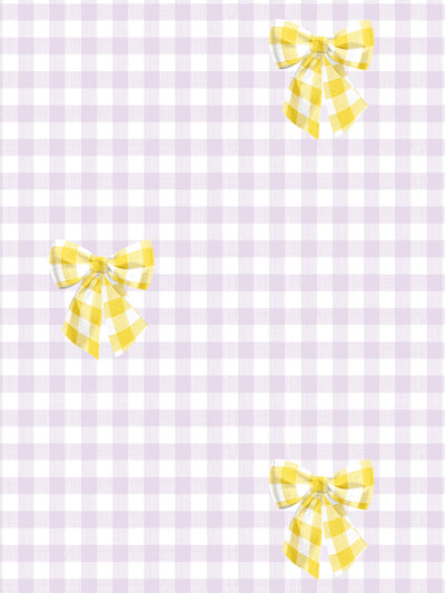 'Barbie™ Gingham Bow' Wallpaper by Barbie™ - Daffodil on Lilac