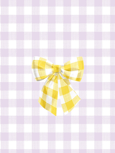 'Barbie™ Gingham Bow' Wallpaper by Barbie™ - Daffodil on Lilac