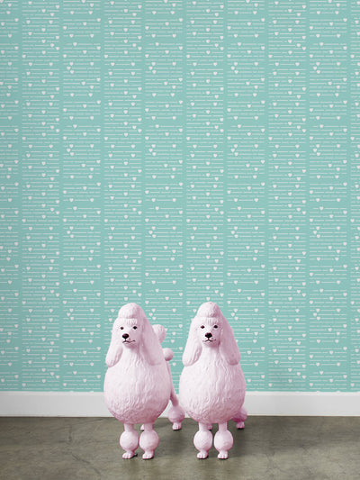 'Barbie™ Hearts Print' Wallpaper by Barbie™ - Aqua