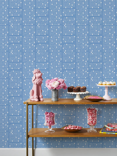 'Barbie™ Hearts Print' Wallpaper by Barbie™ - Blue