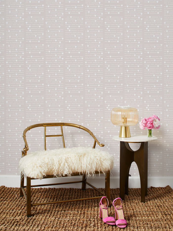 'Barbie™ Hearts Print' Wallpaper by Barbie™ - Parchment