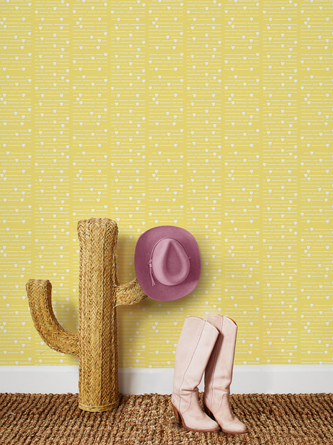 'Barbie™ Hearts Print' Wallpaper by Barbie™ - Yellow