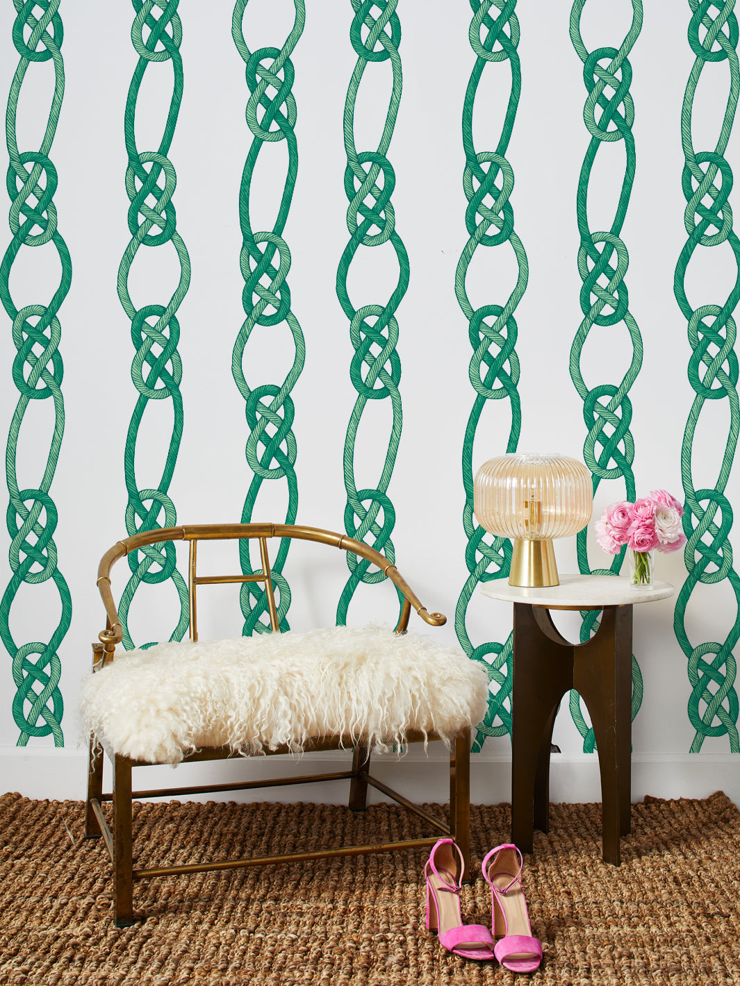 'Barbie™ Knot' Wallpaper by Barbie™ - Green