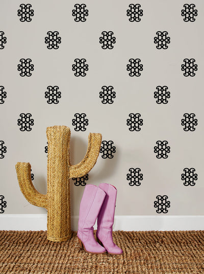 'Barbie™ Lace Medallion' Wallpaper by Barbie™ - Black