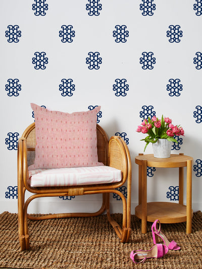 'Barbie™ Lace Medallion' Wallpaper by Barbie™ - Navy