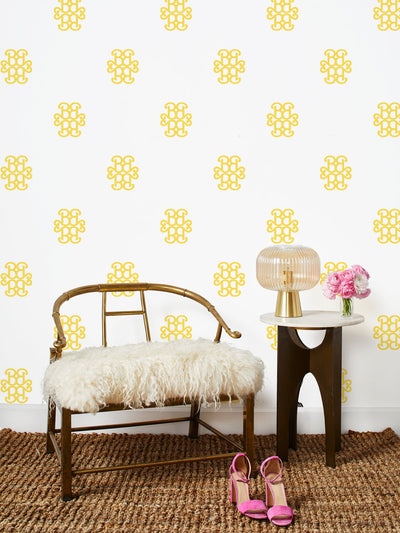 'Barbie™ Lace Medallion' Wallpaper by Barbie™ - Yellow