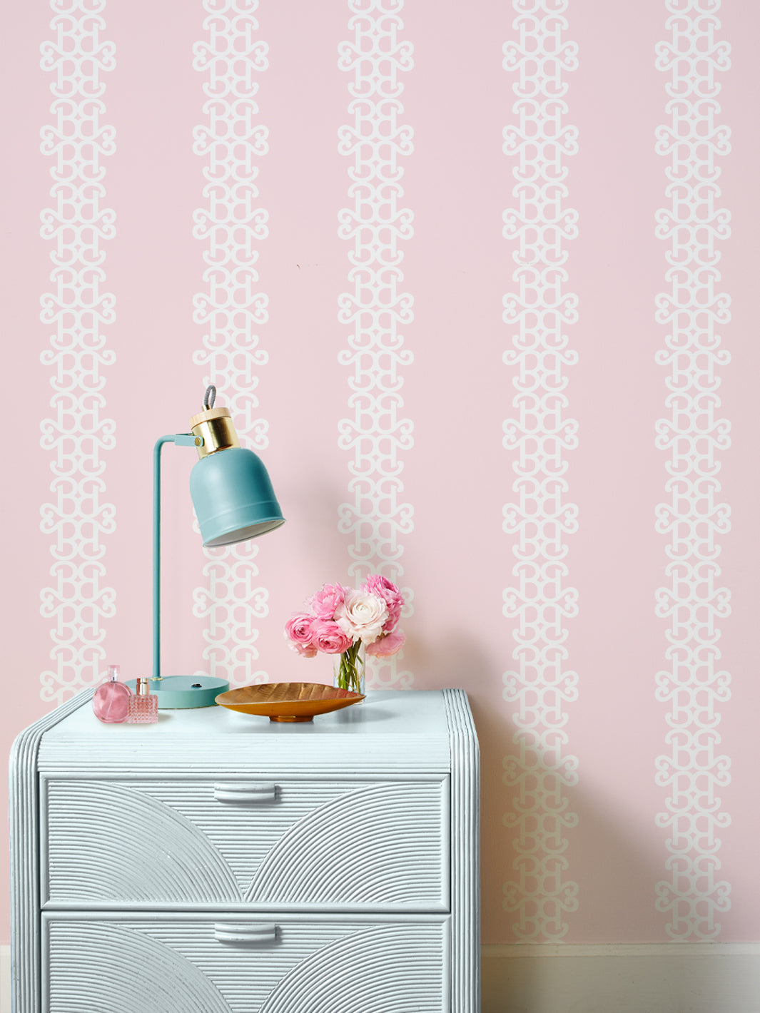 'Barbie™ Lace Stripe' Wallpaper by Barbie™ - Pink