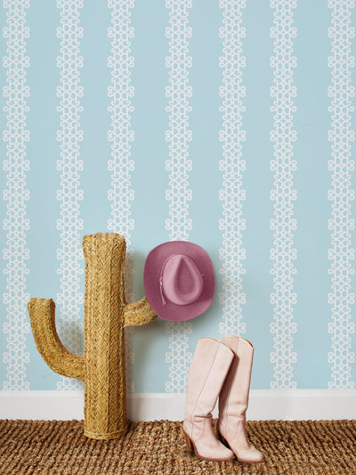 'Barbie™ Lace Stripe' Wallpaper by Barbie™ - Sky