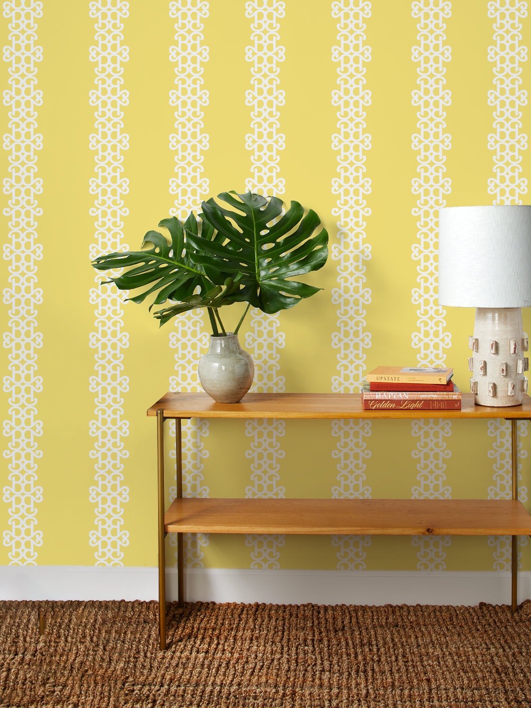 'Barbie™ Lace Stripe' Wallpaper by Barbie™ - Yellow