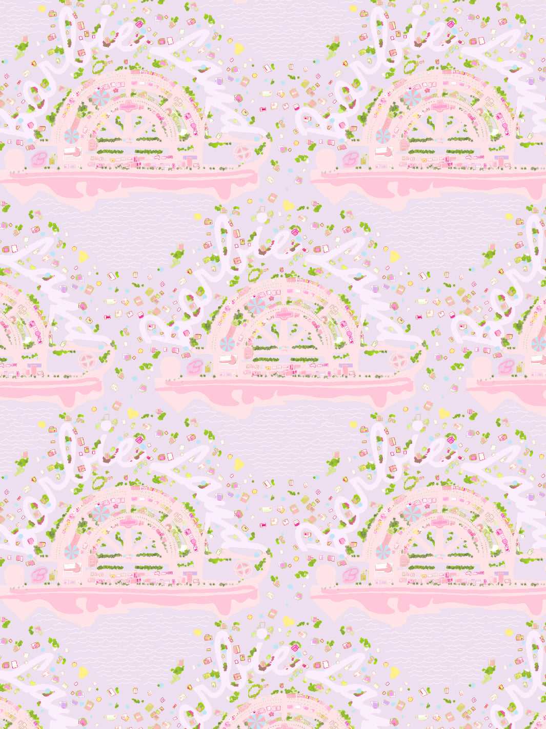 'Barbie™ Land Aerial Map' Wallpaper by Barbie™ - Lavender