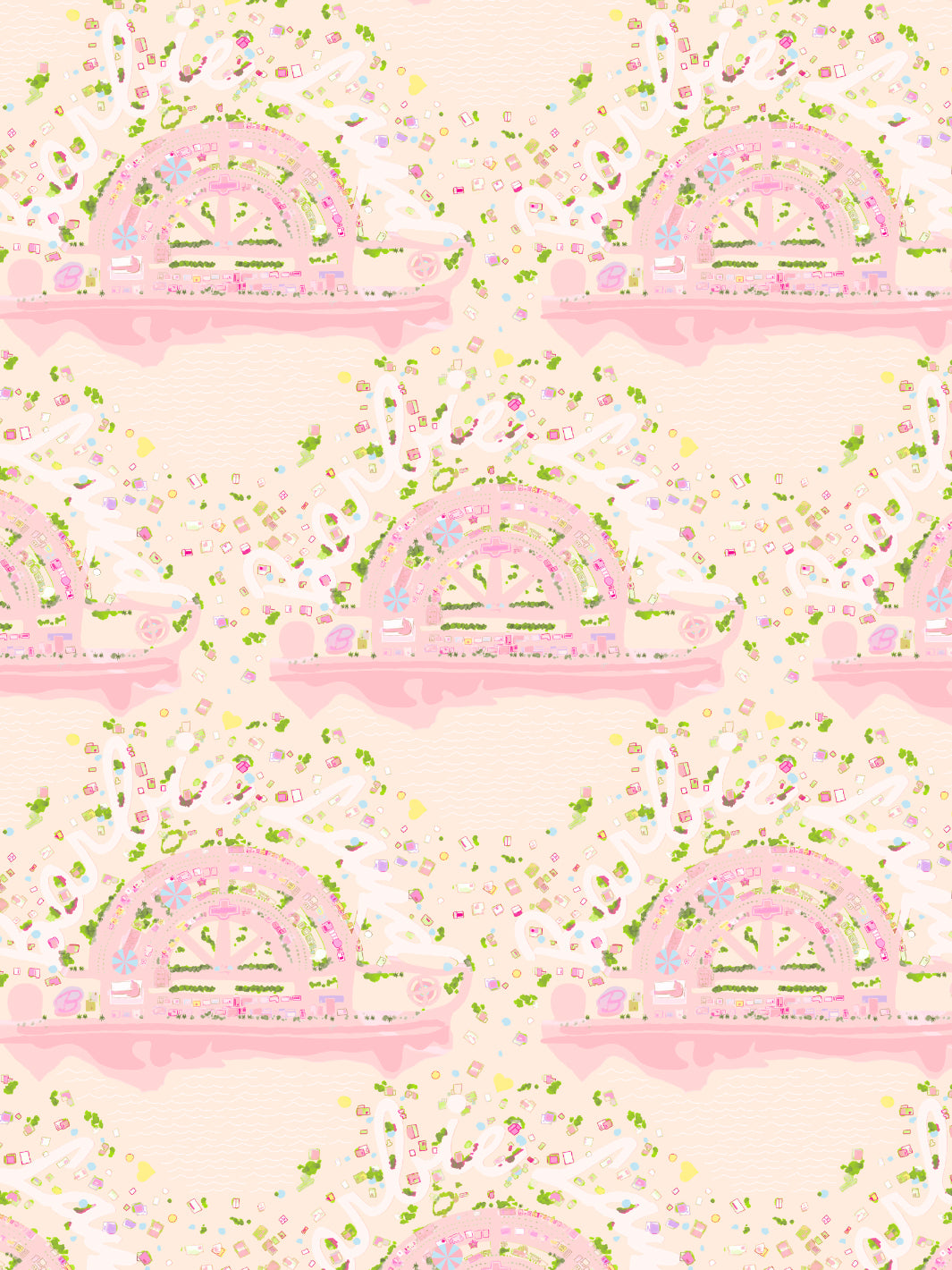 'Barbie™ Land Aerial Map' Wallpaper by Barbie™ - Peach – Wallshoppe