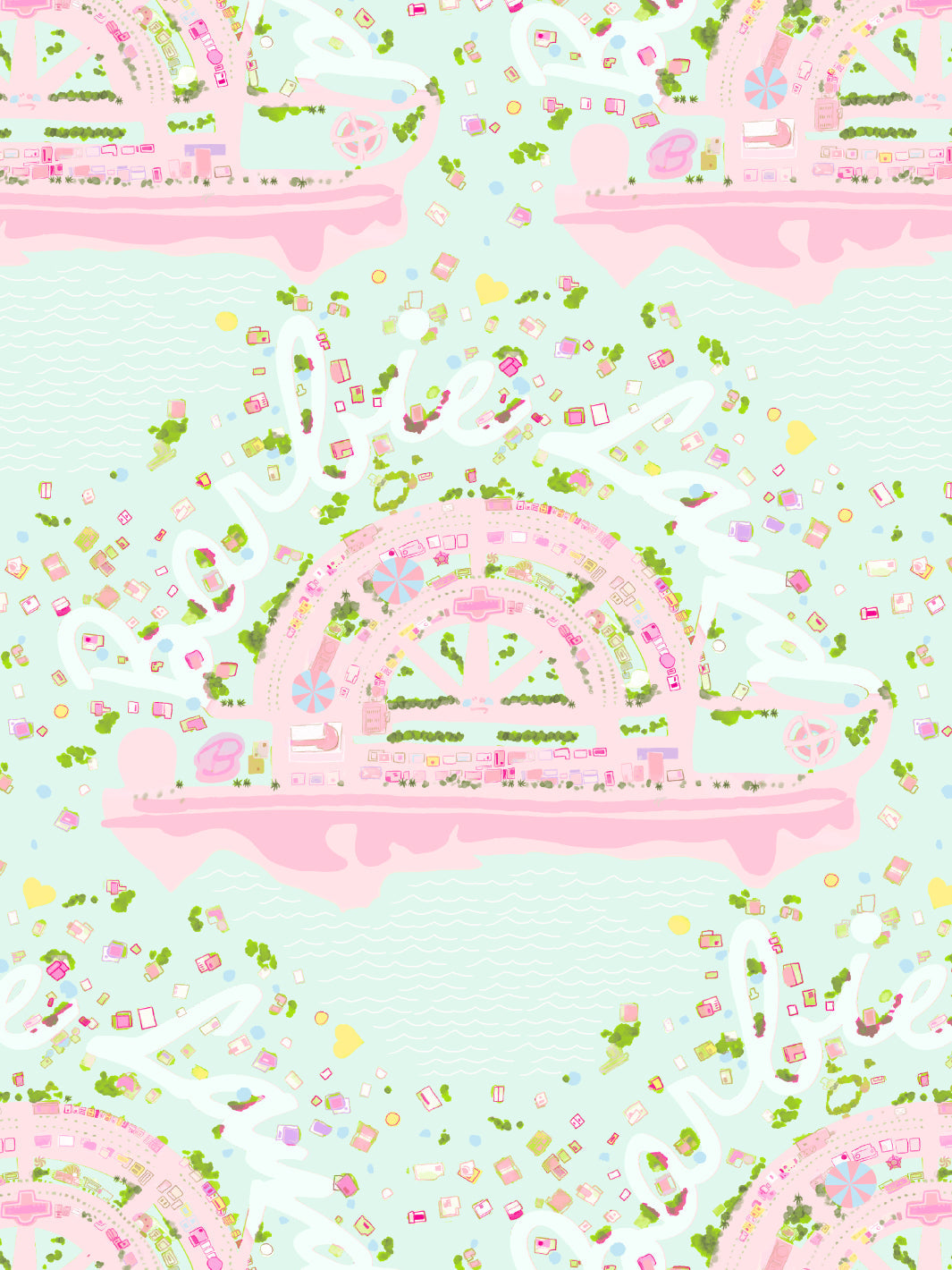 'Barbie™ Land Aerial Map' Wallpaper by Barbie™ - Robin's Egg