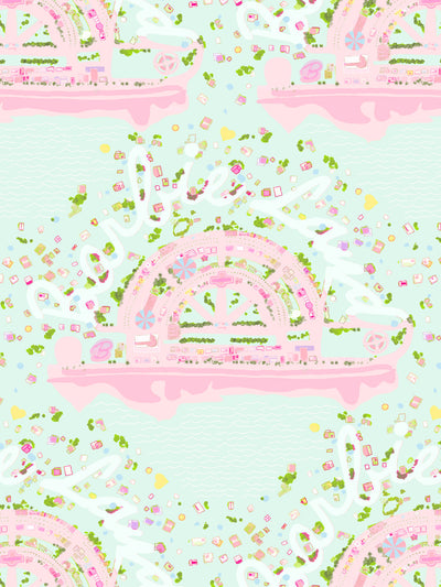 'Barbie™ Land Aerial Map' Wallpaper by Barbie™ - Robin's Egg