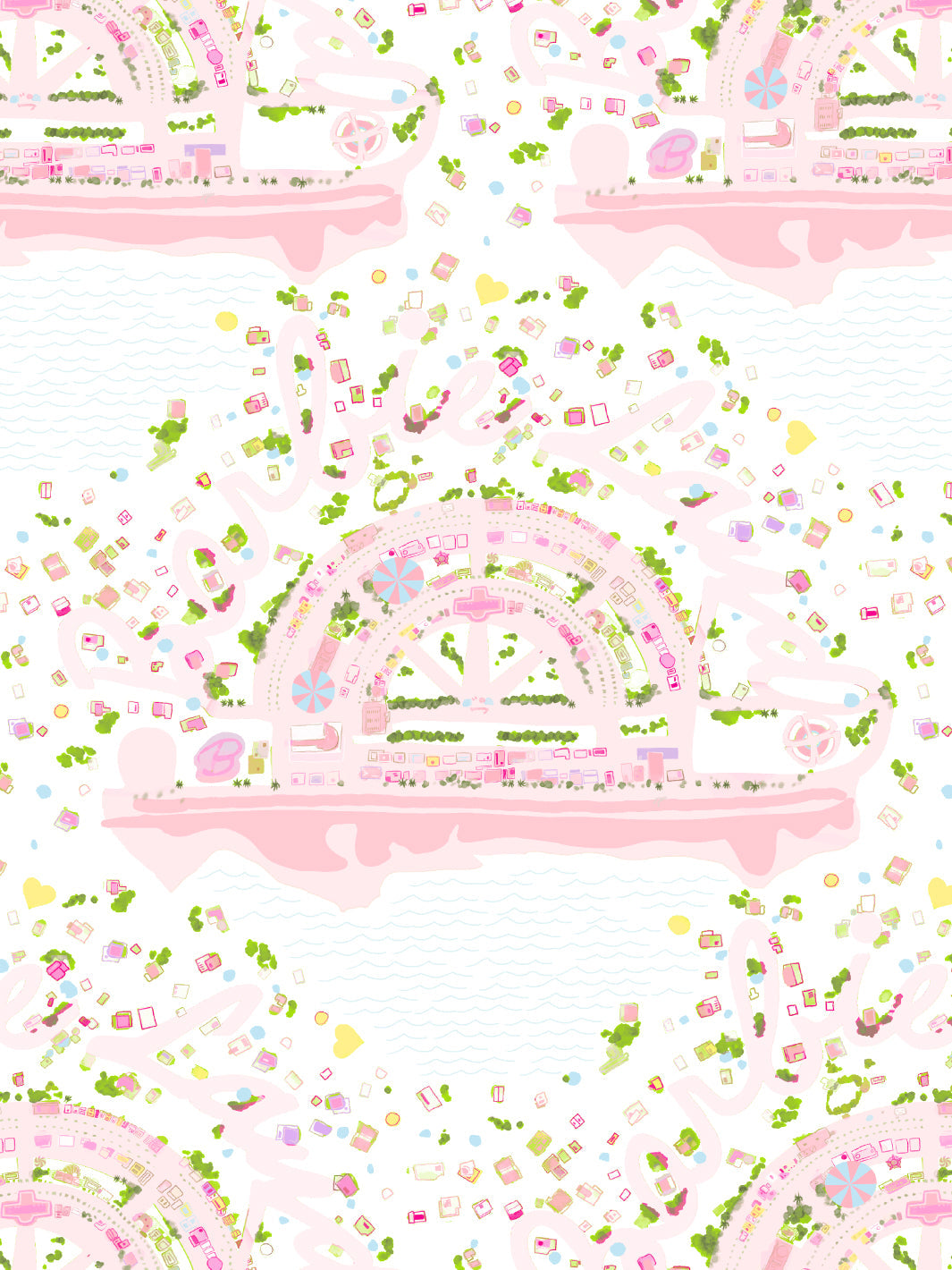 'Barbie™ Land Aerial Map' Wallpaper by Barbie™ - White