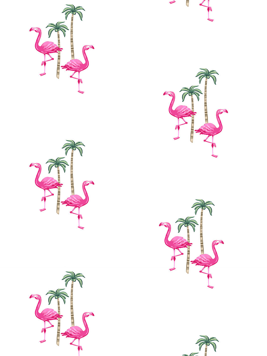'Barbie™ Land Flamingo Palm' Wallpaper by Barbie™ - 219 Pink on White