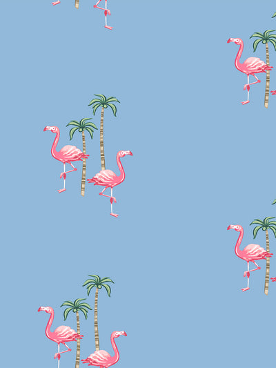 'Barbie™ Land Flamingo Palm' Wallpaper by Barbie™ - Cornflower