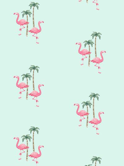 'Barbie™ Land Flamingo Palm' Wallpaper by Barbie™ - Robin's Egg