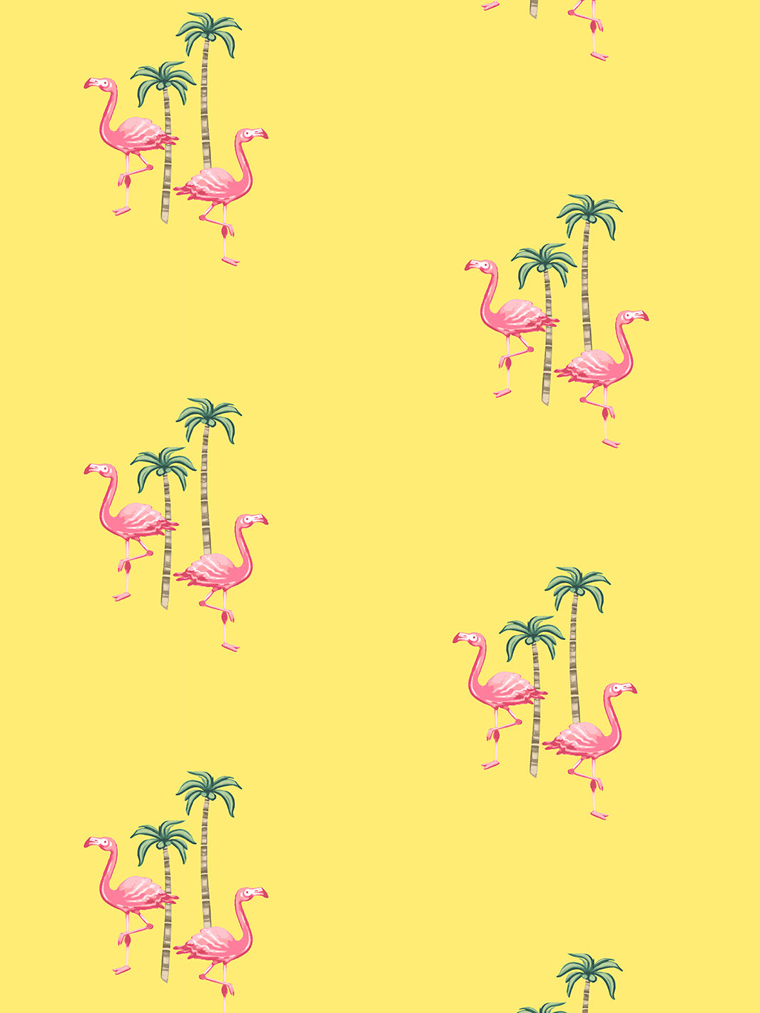 'Barbie™ Land Flamingo Palm' Wallpaper by Barbie™ - Yellow