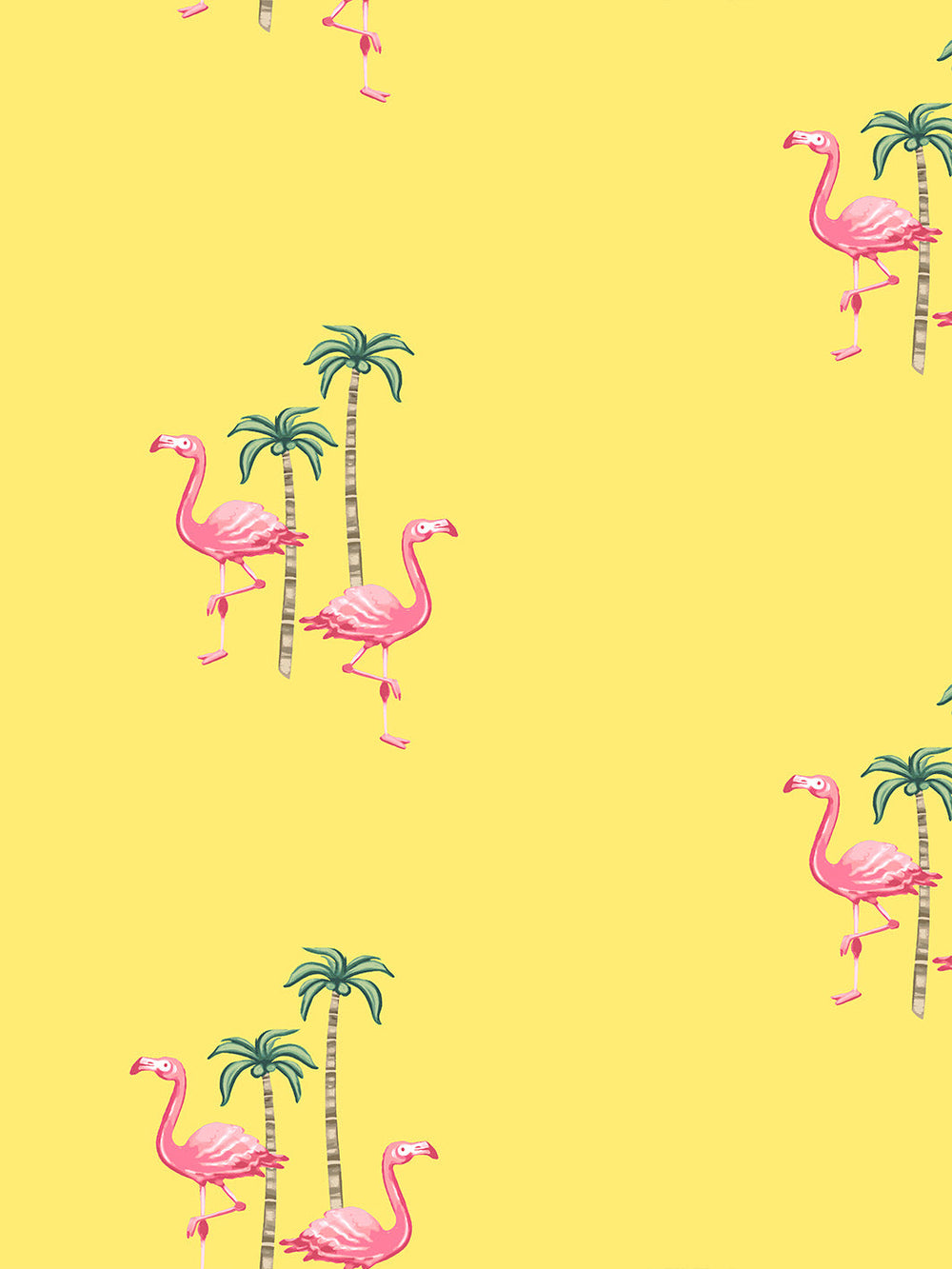 barbie-land-flamingo-palm-wallpaper-by-barbie-yellow