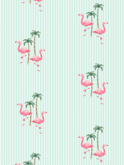 'Barbie™ Land Flamingo Pinstripe' Wallpaper by Barbie™ - Mint