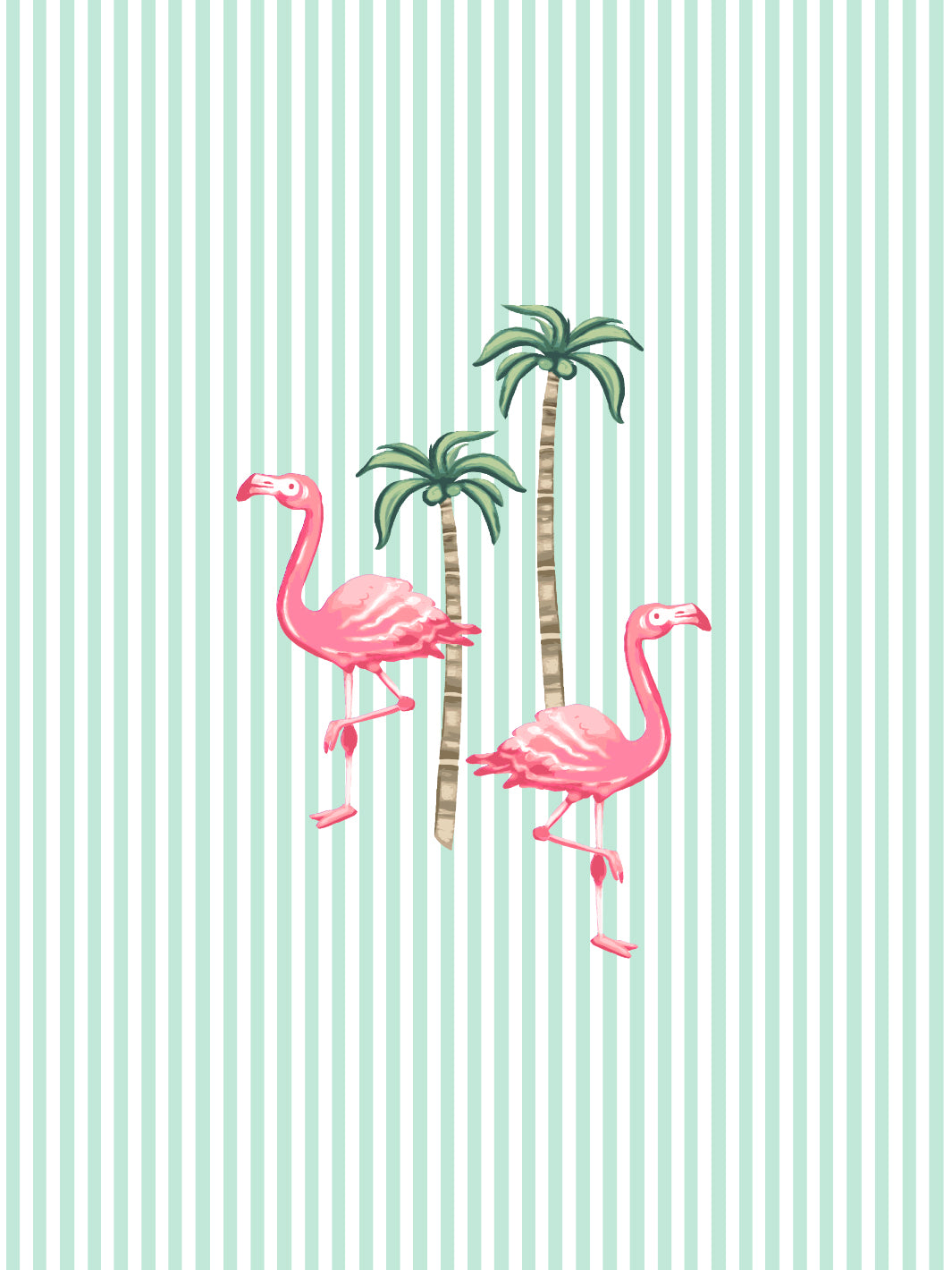'Barbie™ Land Flamingo Pinstripe' Wallpaper by Barbie™ - Mint