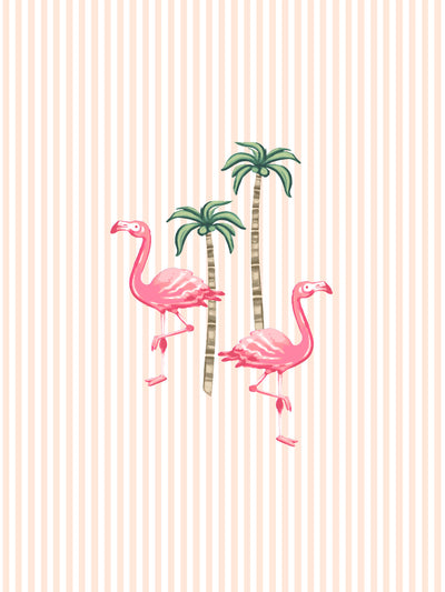 'Barbie™ Land Flamingo Pinstripe' Wallpaper by Barbie™ - Peach