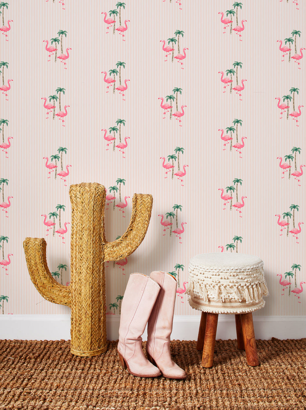 barbie-land-flamingo-pinstripe-wallpaper-by-barbie-peach