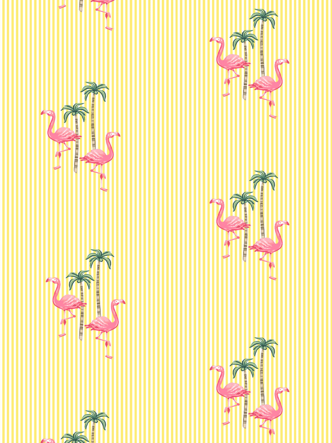 'Barbie™ Land Flamingo Pinstripe' Wallpaper by Barbie™ - Yellow