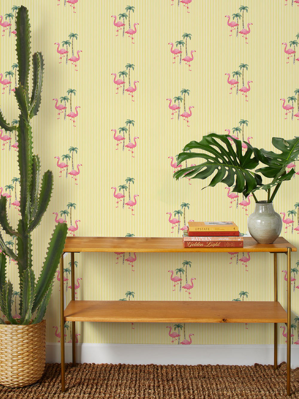 barbie-land-flamingo-pinstripe-wallpaper-by-barbie-yellow