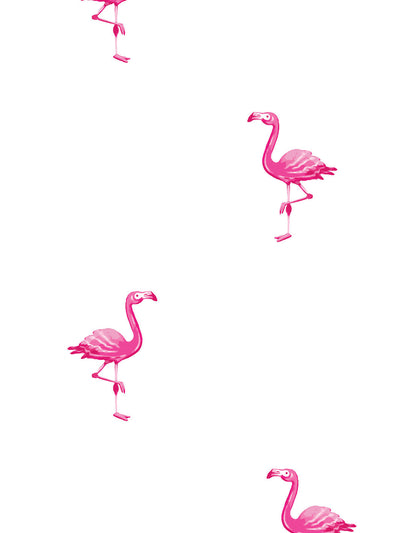 'Barbie™ Land Flamingos' Wallpaper by Barbie™ - 219 Pink on White