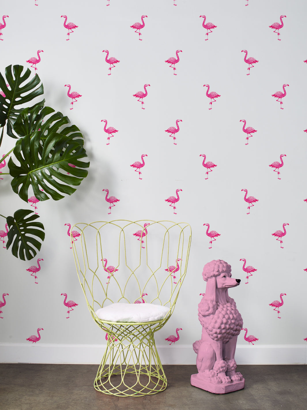 'Barbie™ Land Flamingos' Wallpaper by Barbie™ - 219 Pink on White