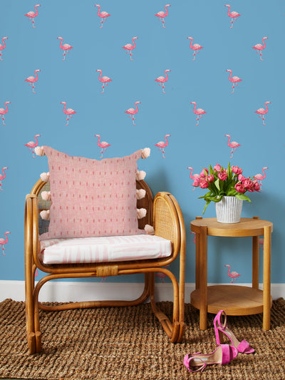 'Barbie™ Land Flamingos' Wallpaper by Barbie™ - Cornflower