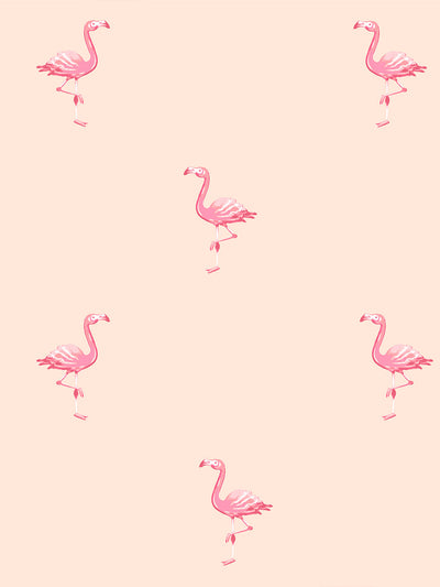 'Barbie™ Land Flamingos' Wallpaper by Barbie™ - Peach