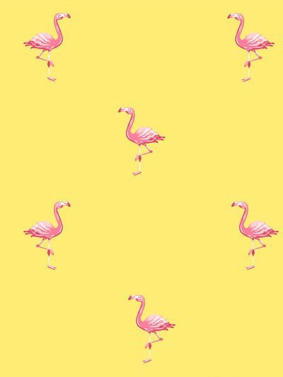 'Barbie™ Land Flamingos' Wallpaper by Barbie™ - Yellow