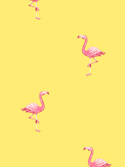 'Barbie™ Land Flamingos' Wallpaper by Barbie™ - Yellow