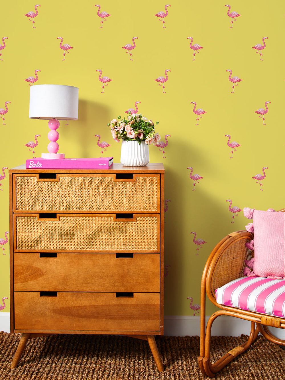 barbie-land-flamingos-wallpaper-by-barbie-yellow