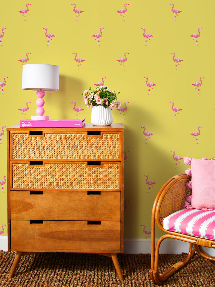 barbie-land-flamingos-wallpaper-by-barbie-yellow