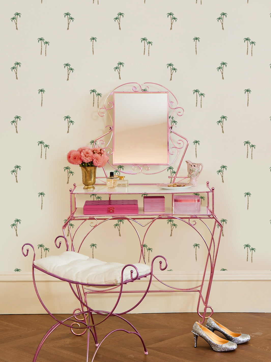 'Barbie™ Land Palm' Wallpaper by Barbie™ - White