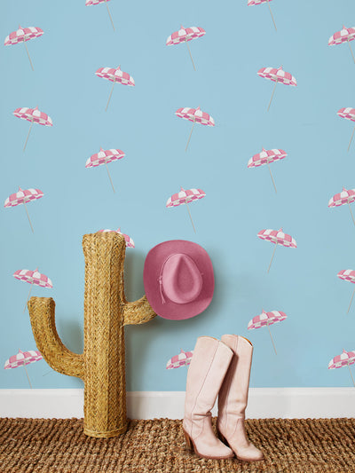 'Barbie™ Land Umbrella' Wallpaper by Barbie™ - Baby Blue