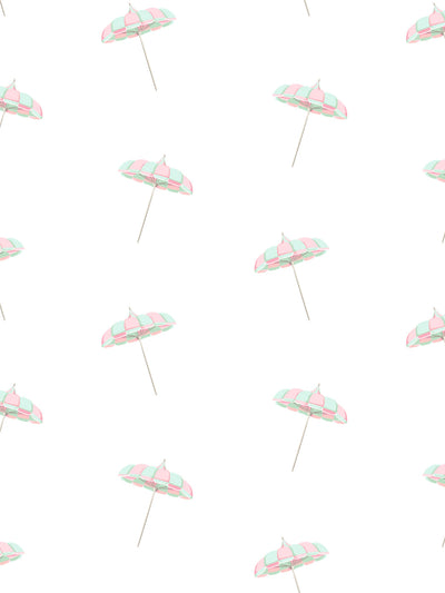 'Barbie™ Land Umbrella' Wallpaper by Barbie™ - Mint / Pink