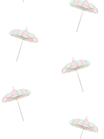 'Barbie™ Land Umbrella' Wallpaper by Barbie™ - Mint / Pink
