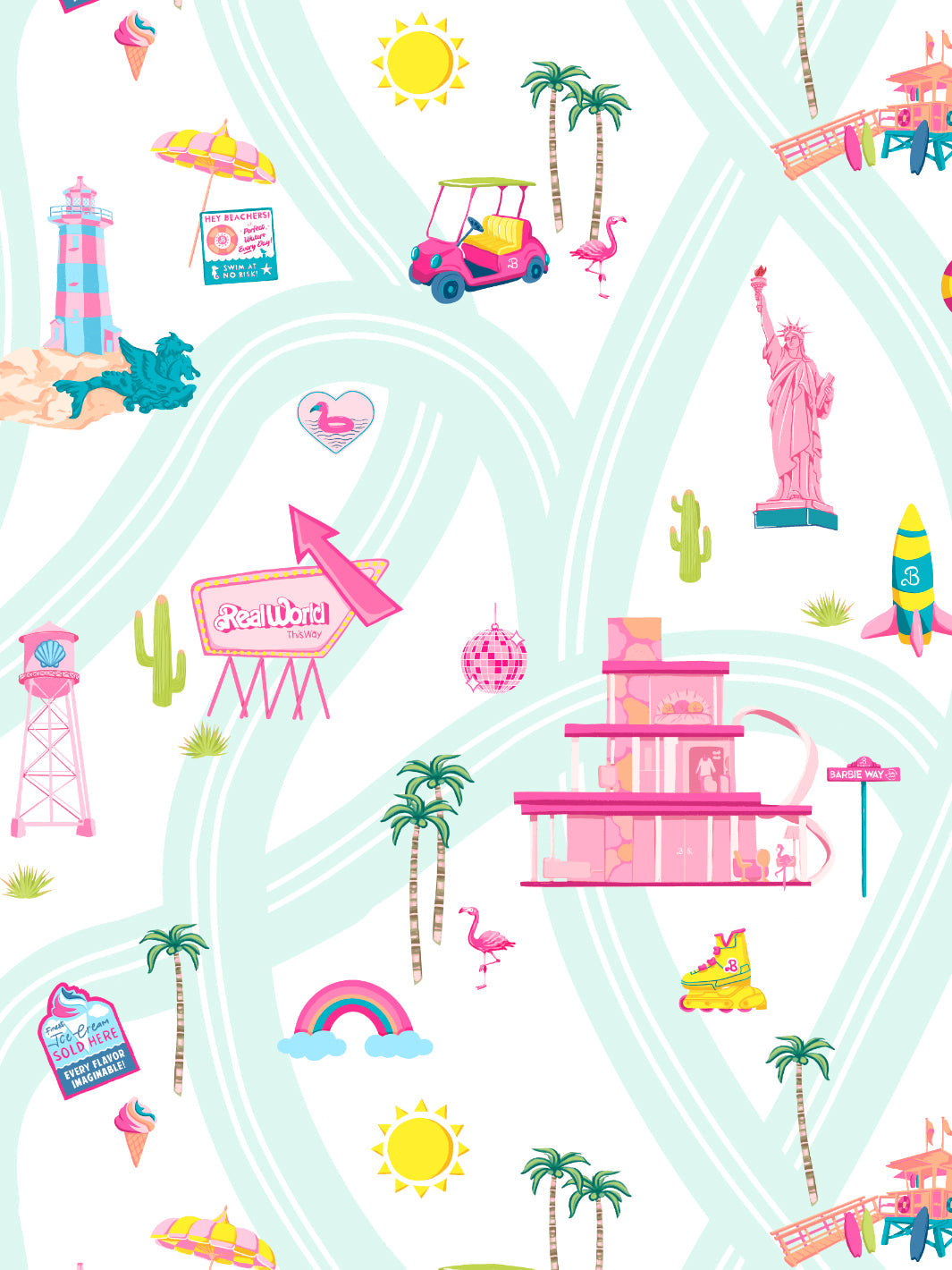 'Barbie™ Land' Wallpaper by Barbie™ - Mint