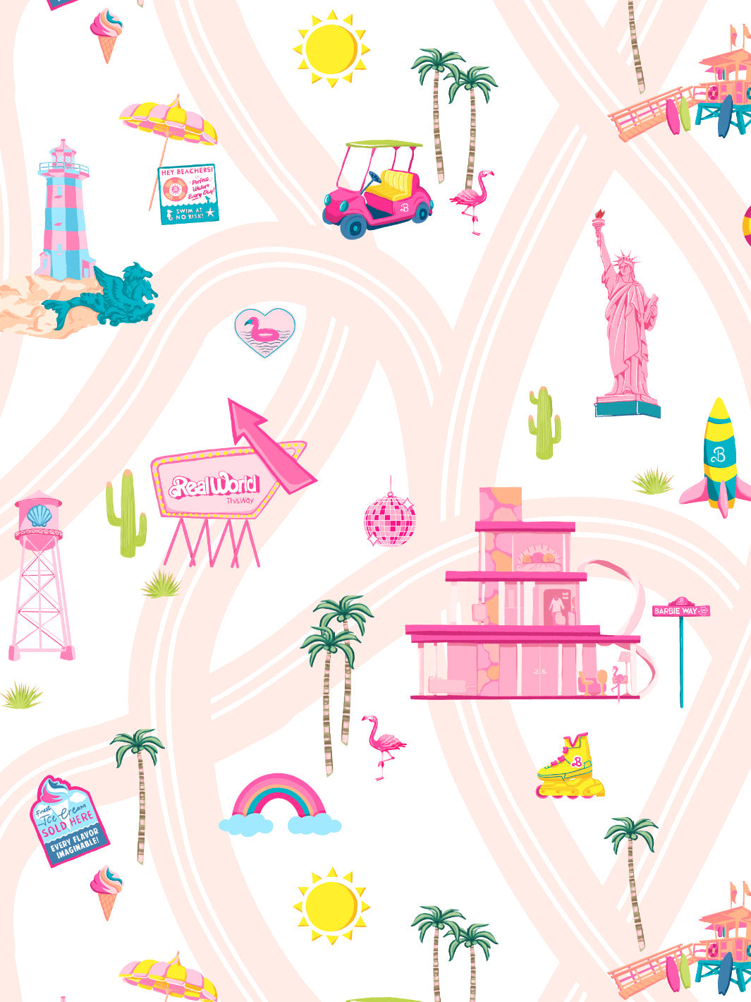 'Barbie™ Land' Wallpaper by Barbie™ - Peach