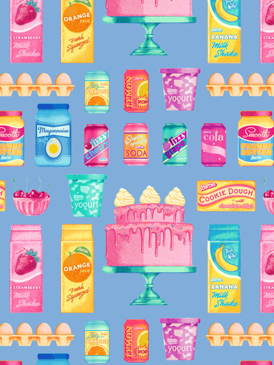 'Barbie™ Pantry Toss' Wallpaper by Barbie™ - Cornflower