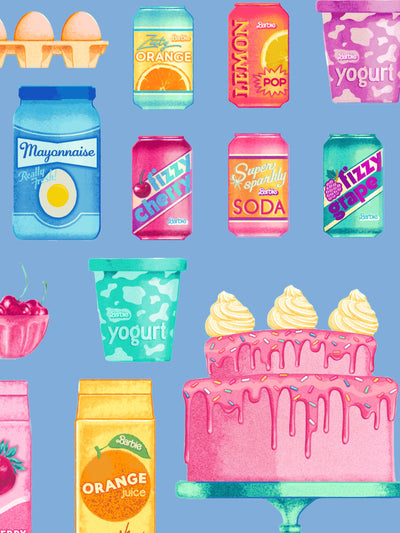 barbie pantry toss wallpaper by barbie cornflower