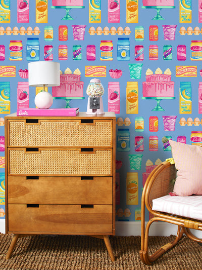 barbie pantry toss wallpaper by barbie cornflower