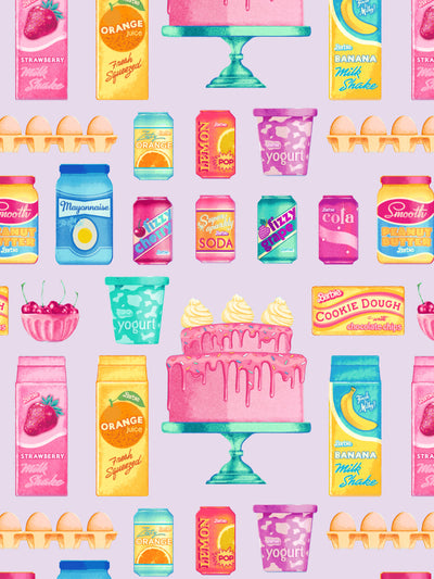 'Barbie™ Pantry Toss' Wallpaper by Barbie™ - Lavender