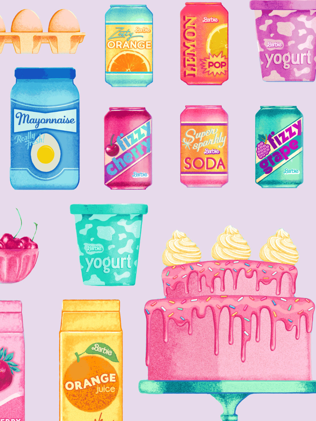 Barbie Pantry Toss Wallpaper by Barbie Lavender